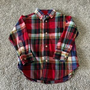 Ralph Lauren shirt‎ boys 2T red blue plaid long sleeve button up casual preppy